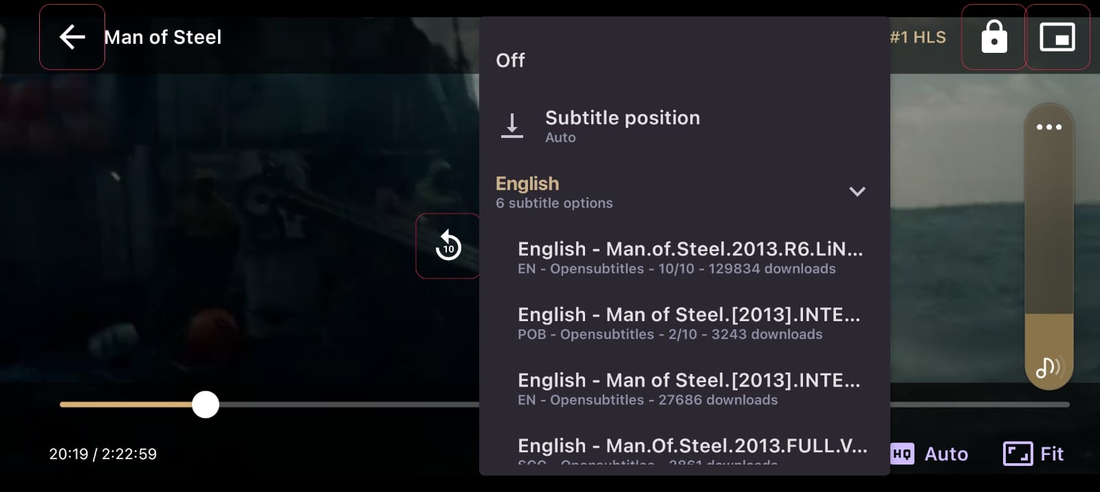 THE CUBE player with subtitle selection from OpenSubtitles