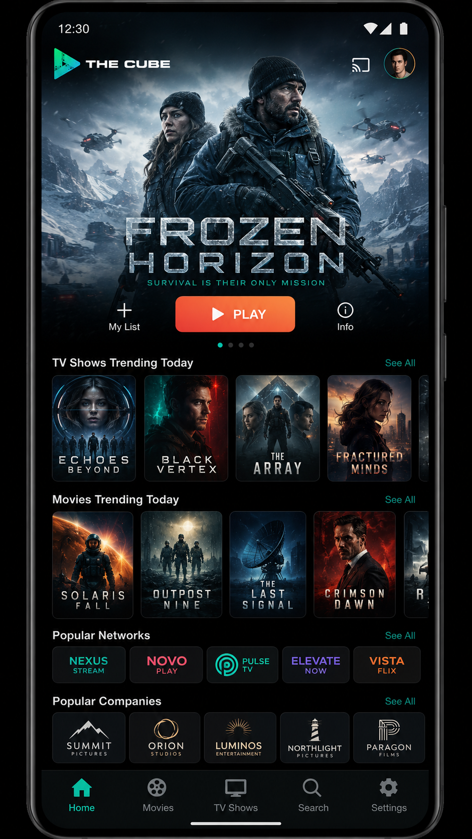 THE CUBE Android home screen