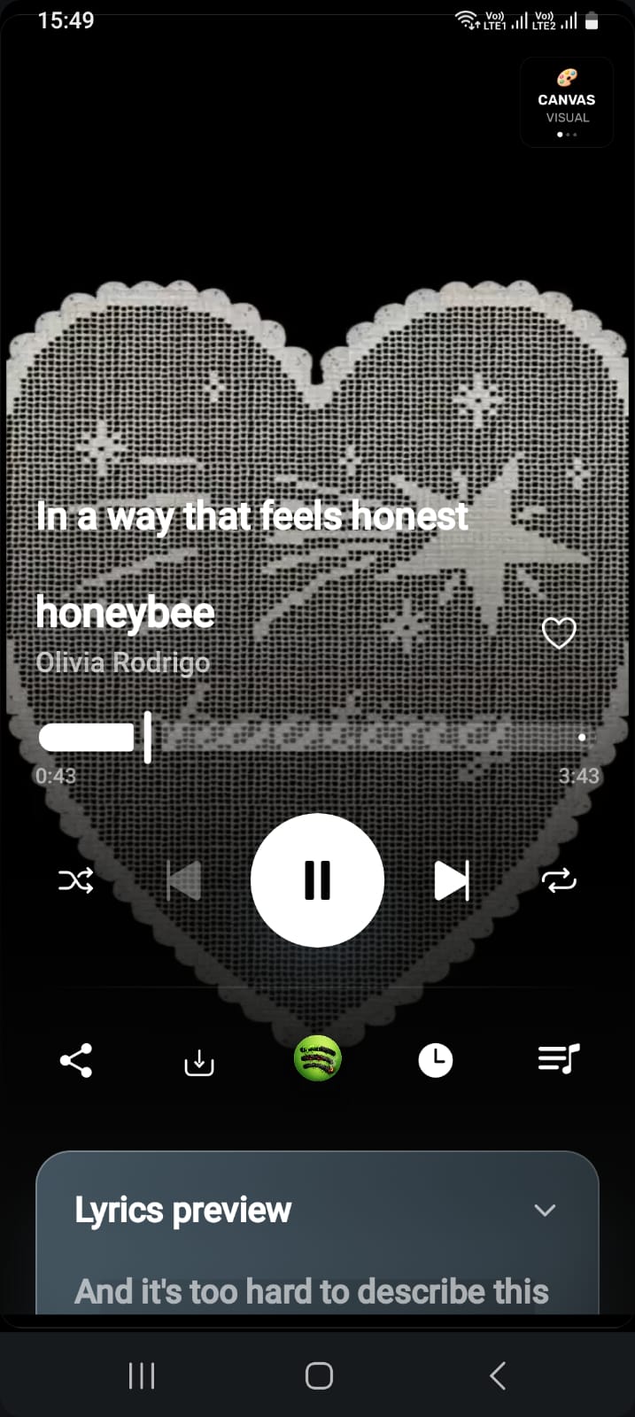 Cubic Music player with Canvas visual and synced lyrics preview