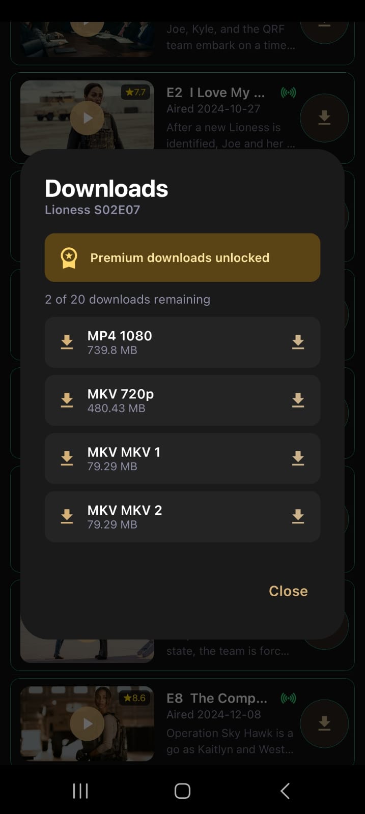 THE CUBE Android downloads screen