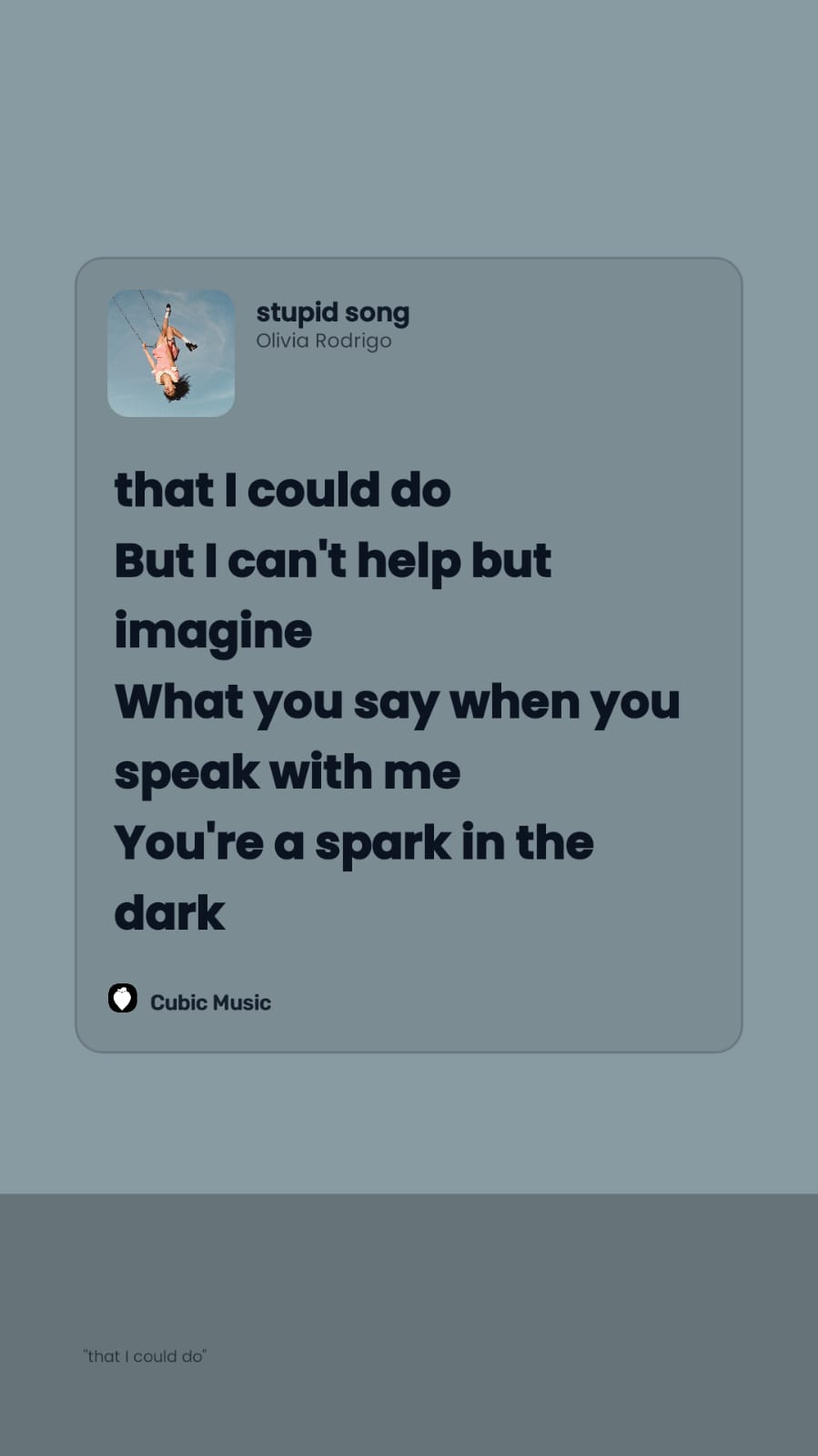 Cubic Music shareable lyrics card