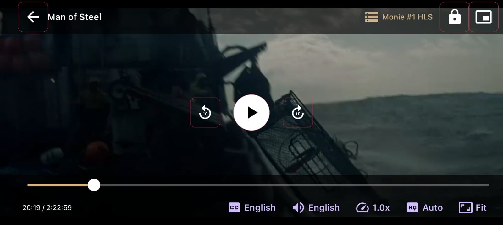 THE CUBE fullscreen player controls